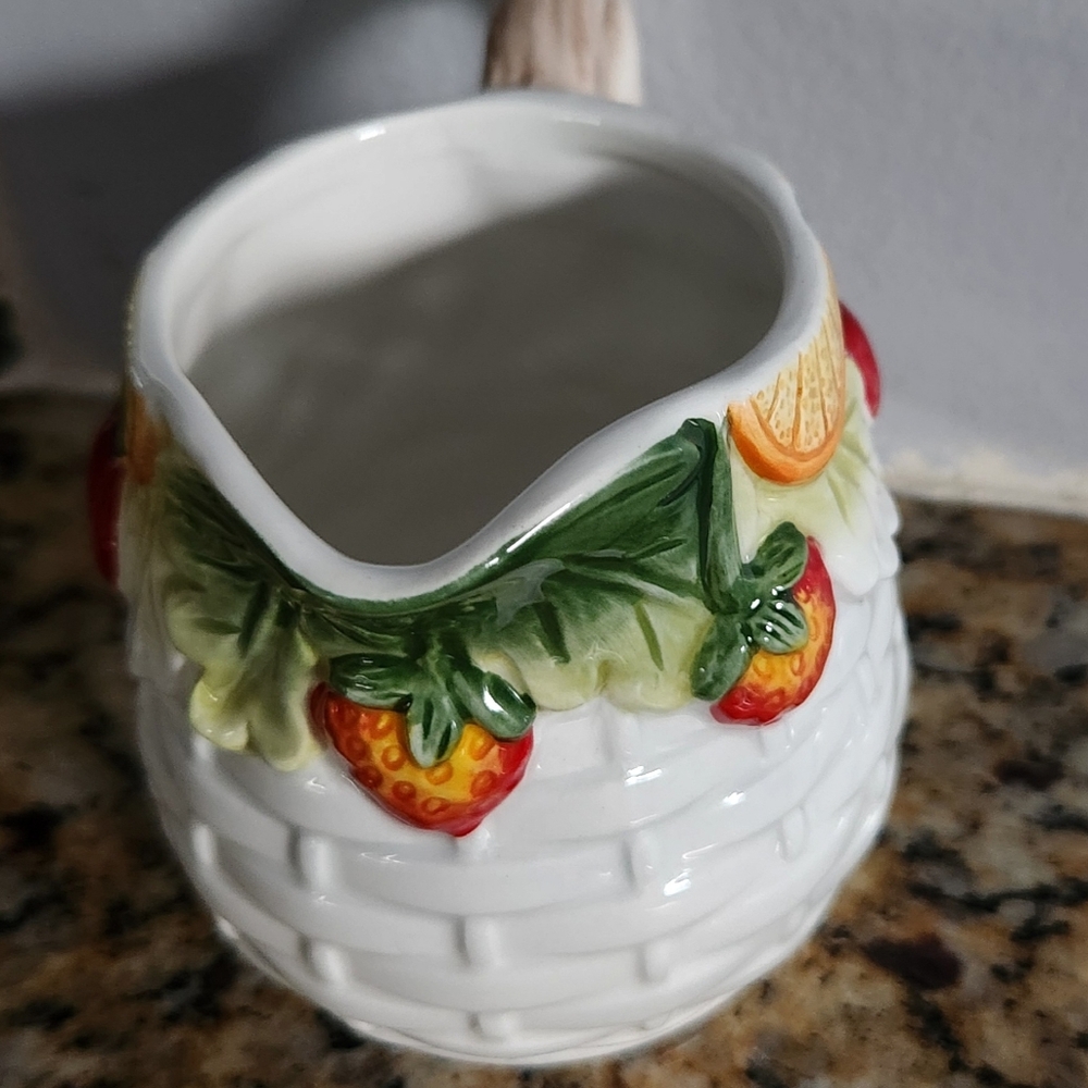 Tropical Fruit Collection 2 Piece Sugar Bowl And Creamer Set By Corner Ruby. New - Picture 9 of 16